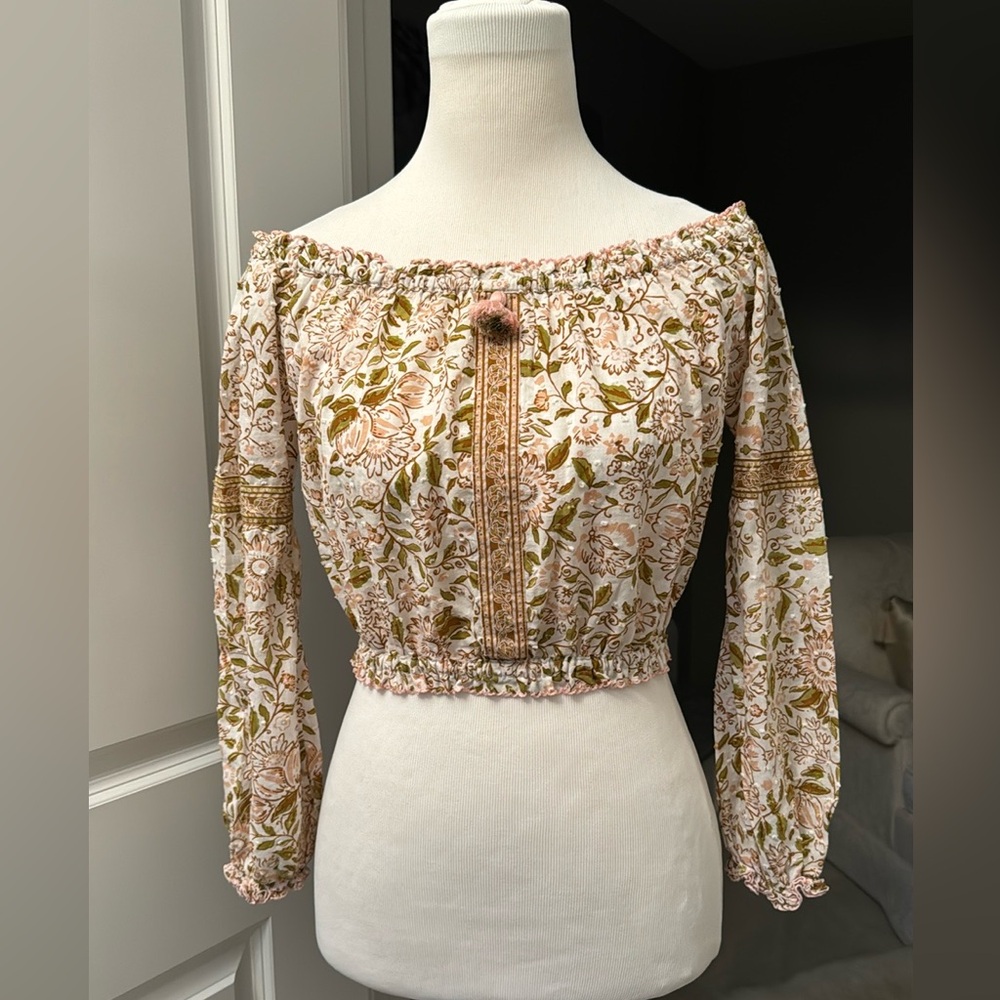 Poupette St. Barth Floral Crop Top Blouse sz XS